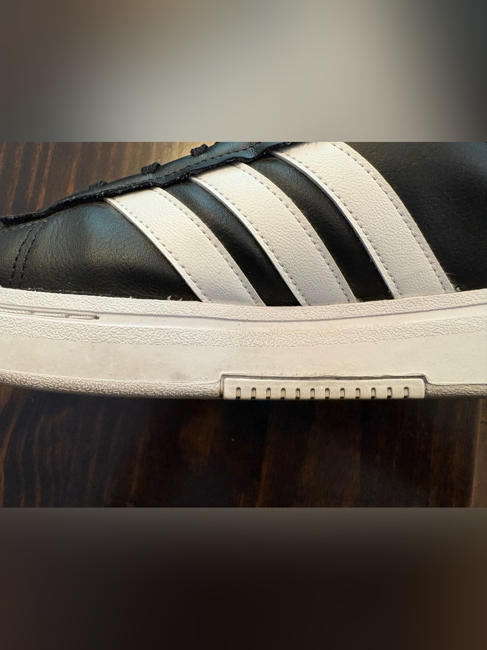 adidas Gradas Black White Leather Sneakers Men’s 9.5 - Picture 8 of 11